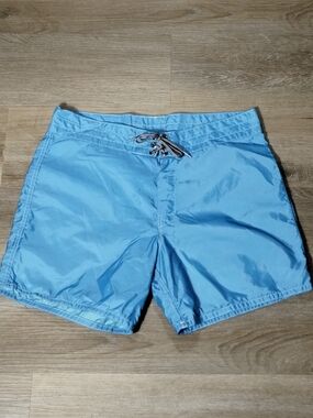 Vtg Birdwell Beach Britches Blue Board Shorts Men 35" L Santa Ana California